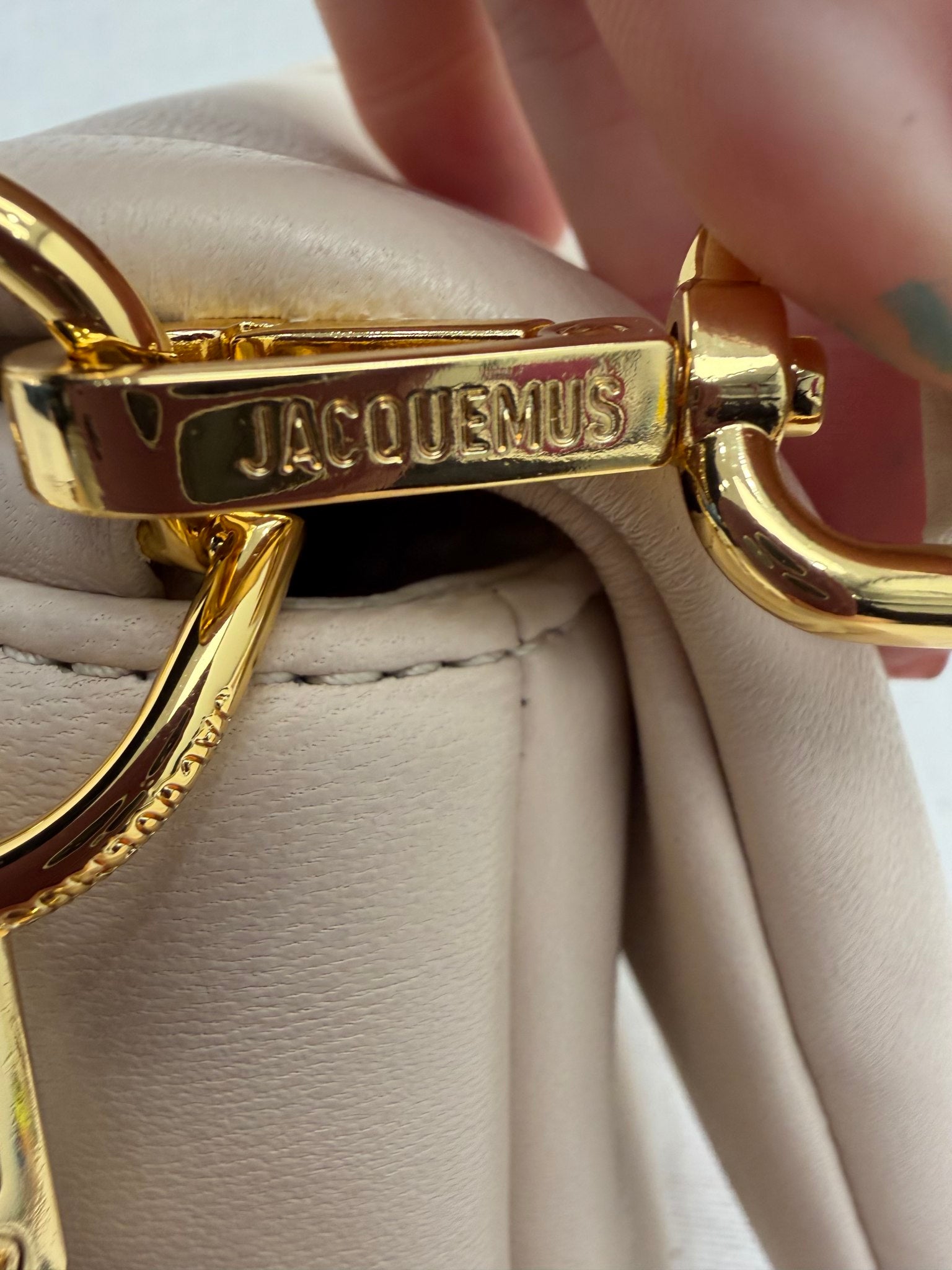 LIKE NEW - Jacquemes Beige Leather Le Bambimou 2Way Bag