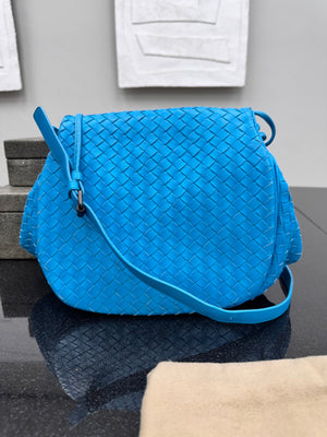 Bottega Veneta Blue Intrecciato Leather Crossbody Bag