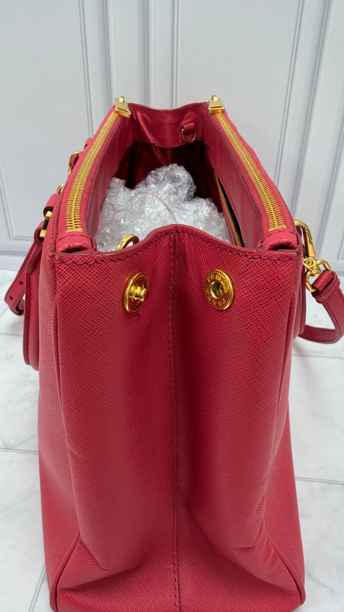 Prada Pink Saffiano Leather Galleria Tote Bag 
