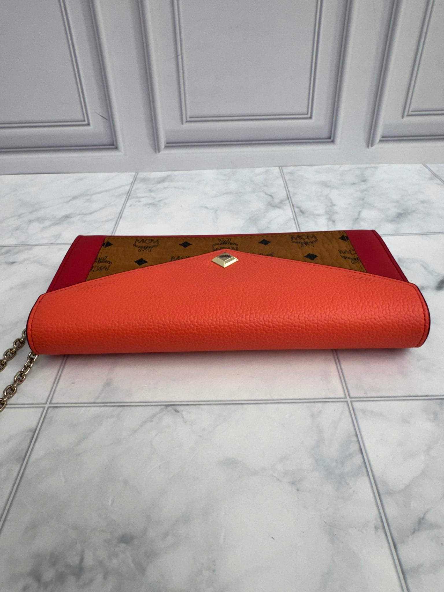 MCM Tricolor Leather Wallet On A Chain