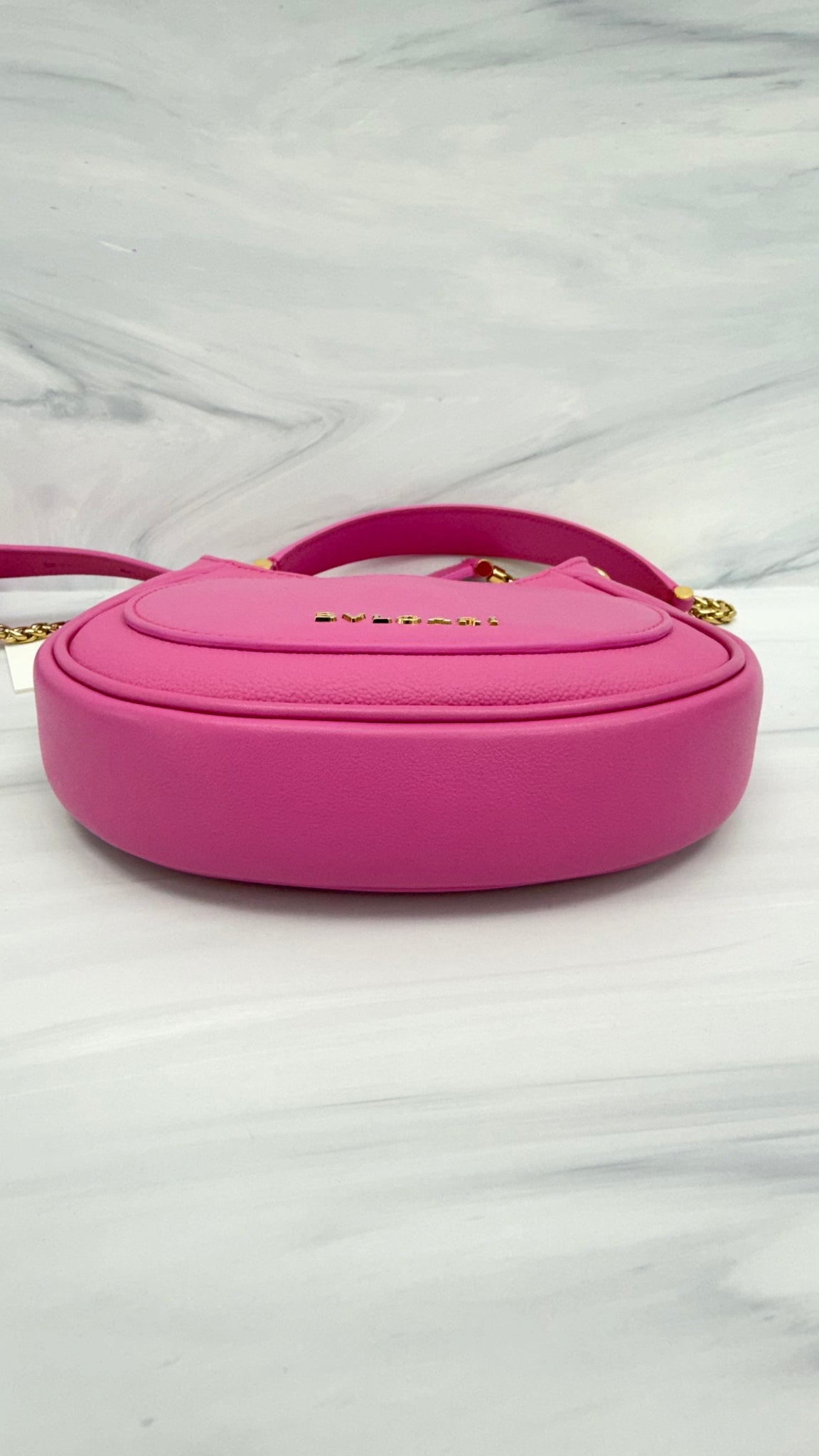LIKE NEW - Bvlgari Pink Leather Serpenti Ellipse Micro Handbag 