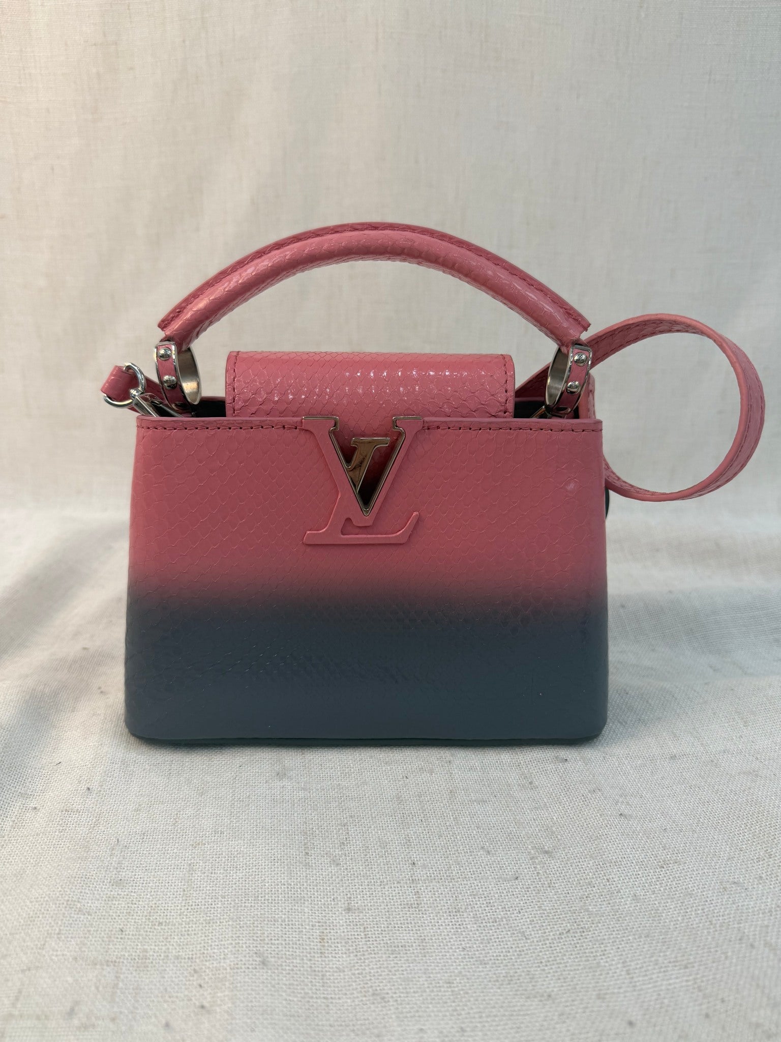 Louis Vuitton Pink And Gray Python Capucines BB Bag