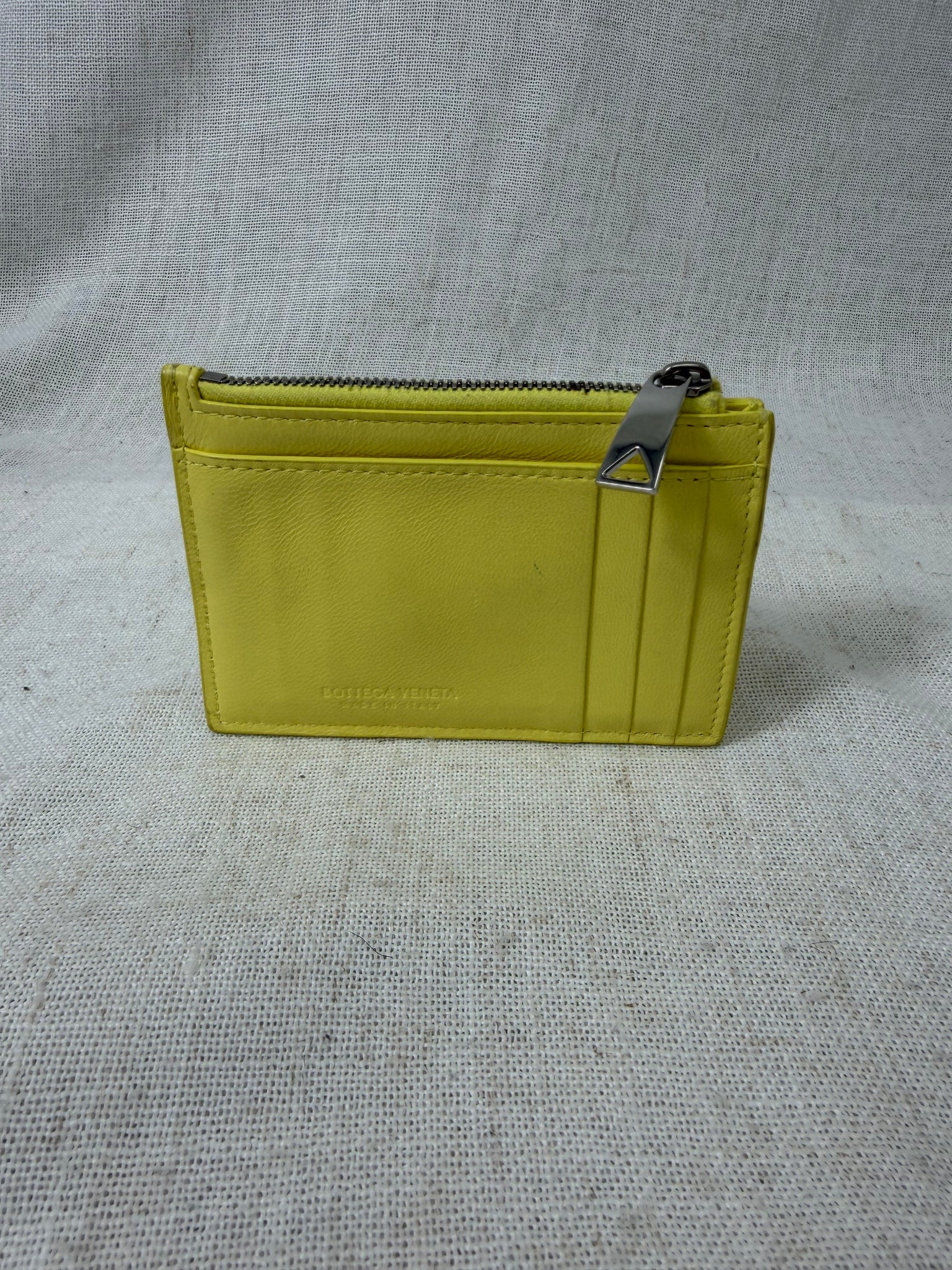 Bottega Veneta Yellow Leather Cassette Zipped Card Holder 