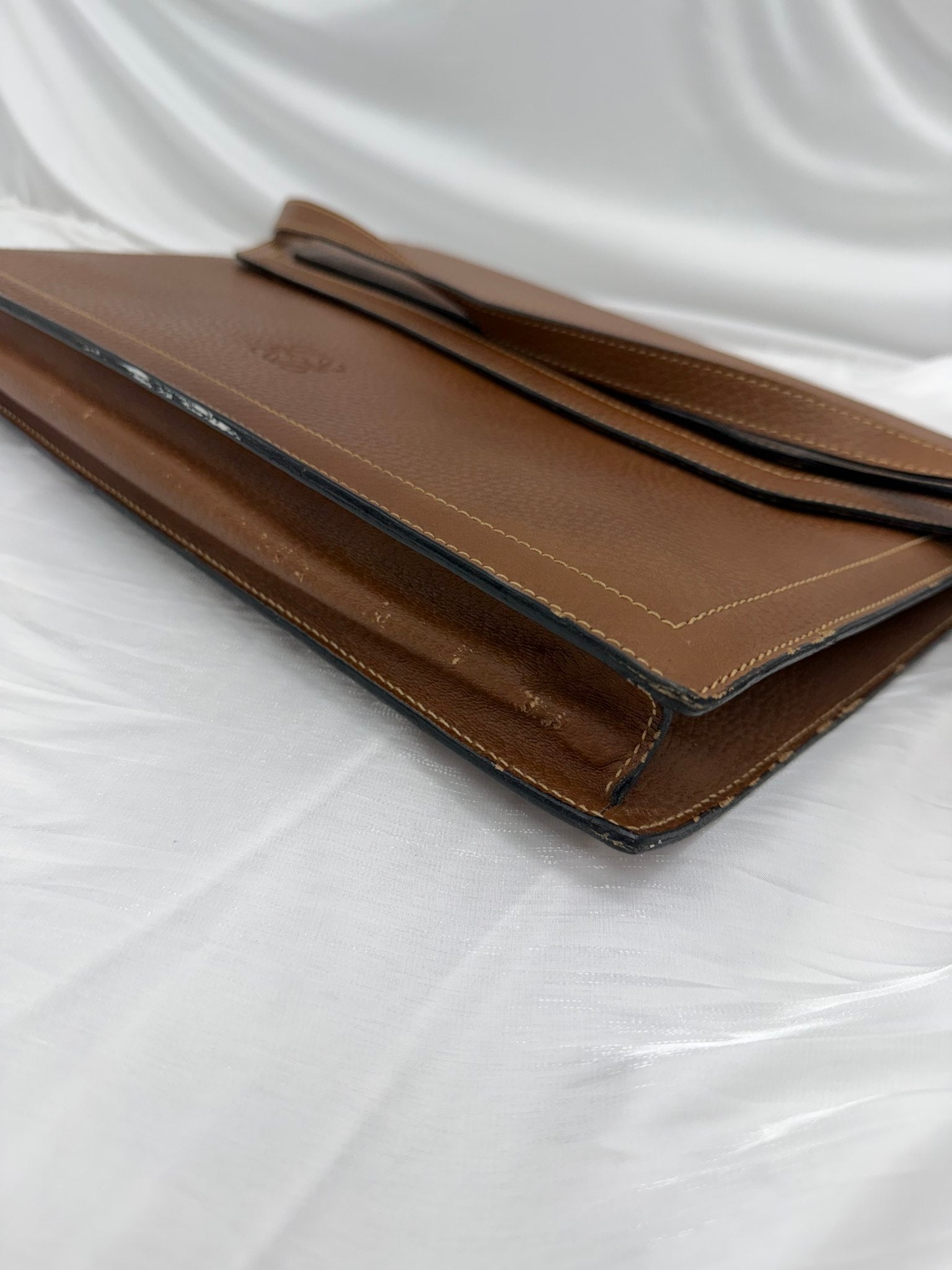 Loewe Vintage Brown Leather Double Flap Business Bag