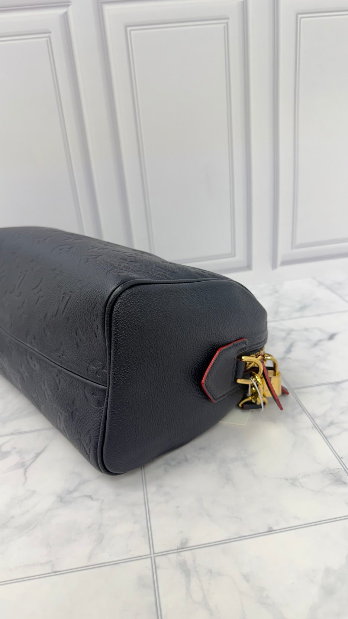 Louis Vuitton Monogram Navy Blue Empreinte Leather Speedy Bandouliere 25 
