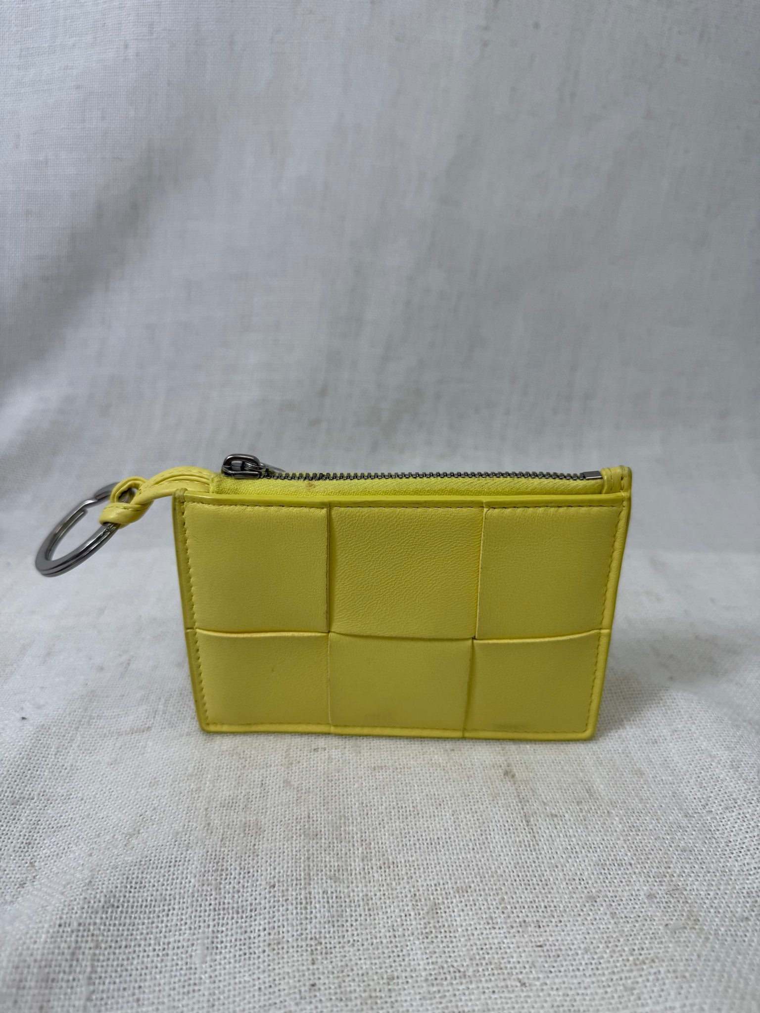 Bottega Veneta Yellow Leather Cassette Zipped Card Holder 