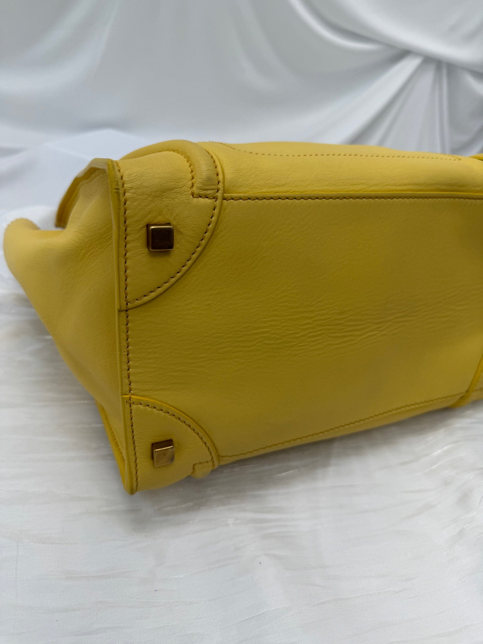 Celine Yellow Leather Mini Luggge Handbag