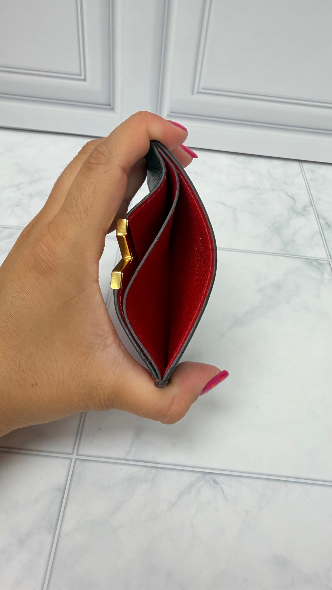 Louis Vuitton Monogram Red Leather Kimono Card Holder 