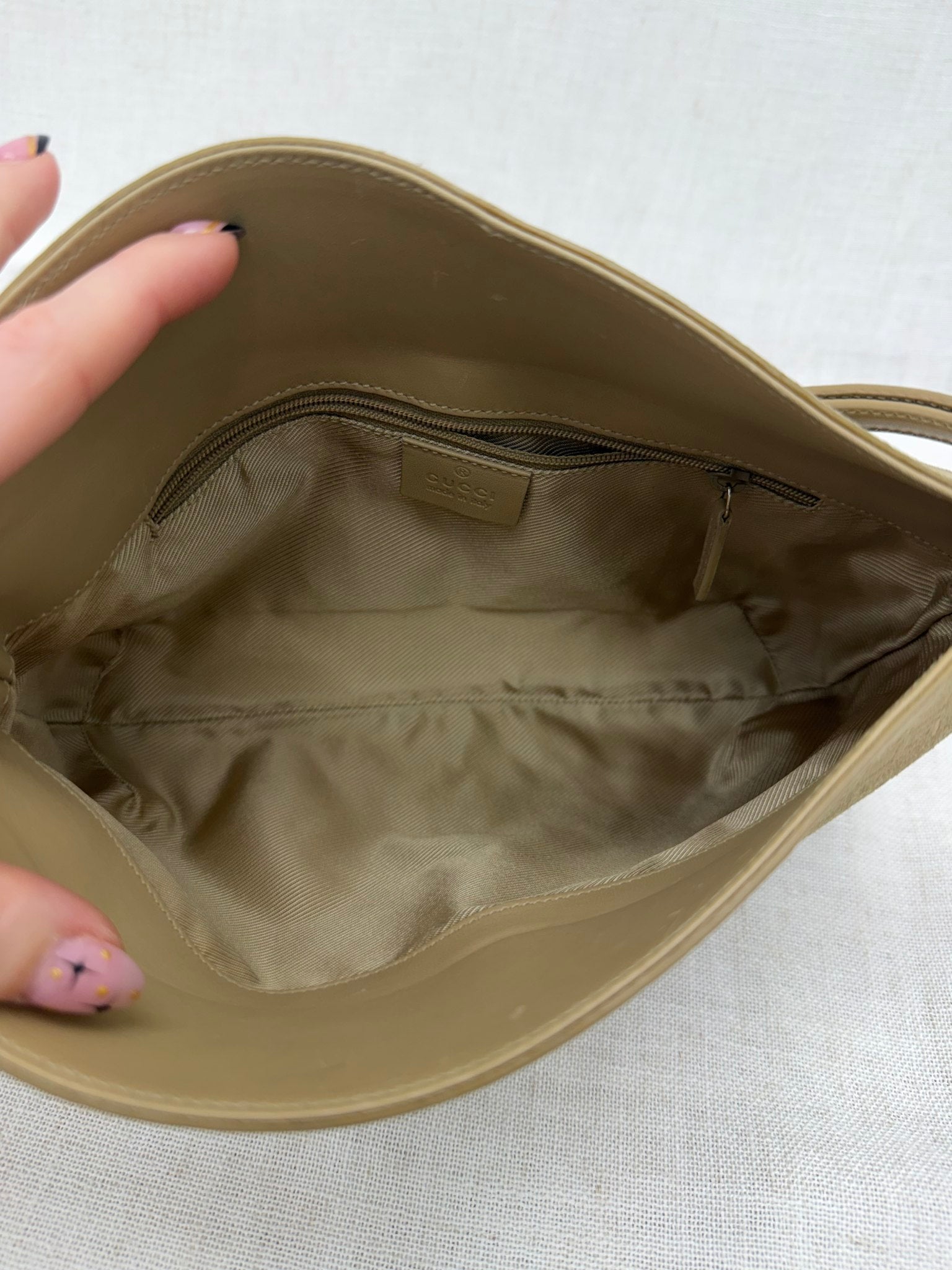 Gucci Tan Suede G Shoulder Bag