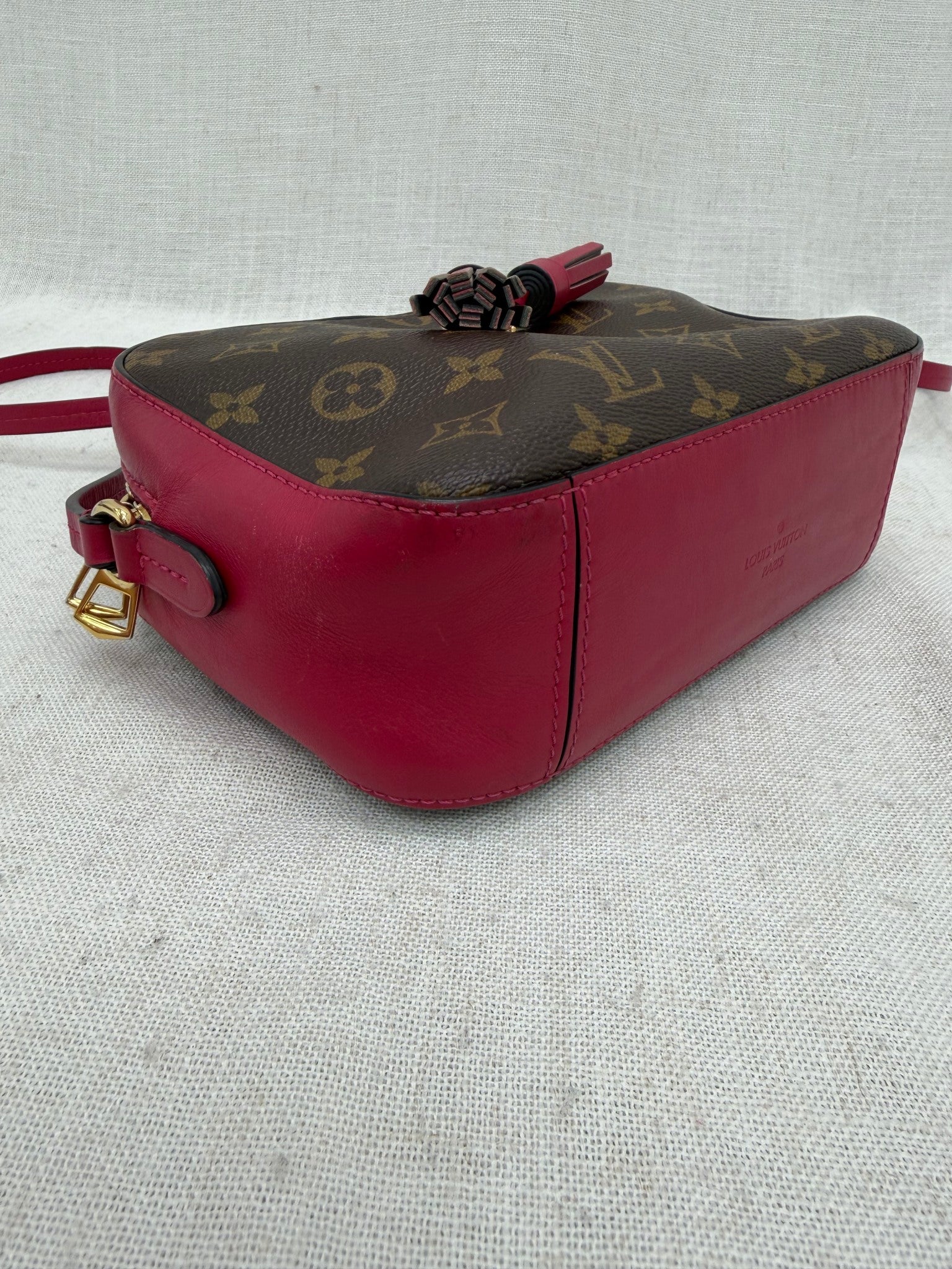 Louis Vuitton Monogram & Fuchsia Leather Santogne Crossbody Bag