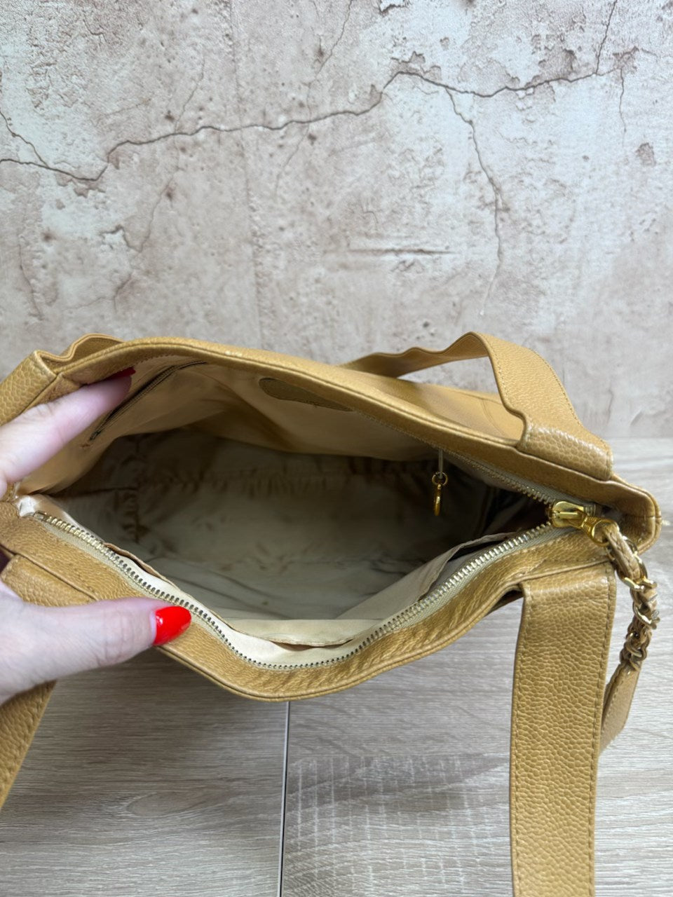 Chanel Tan Caviar Tote Bag