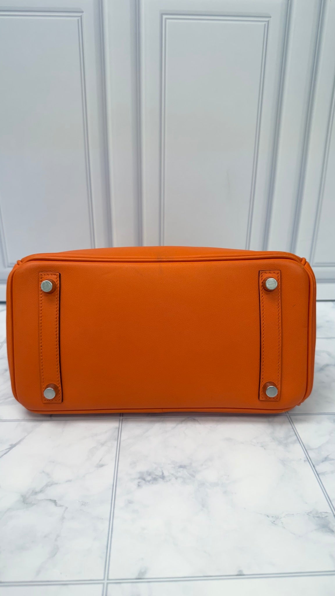 Hermes Orange Swift Leather Birkin 25 with Multicolor Silk Twilly 