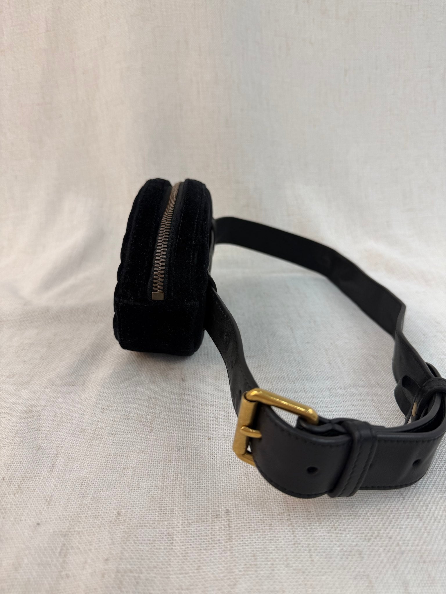 Gucci Black Velvet Marmont Belt Bag