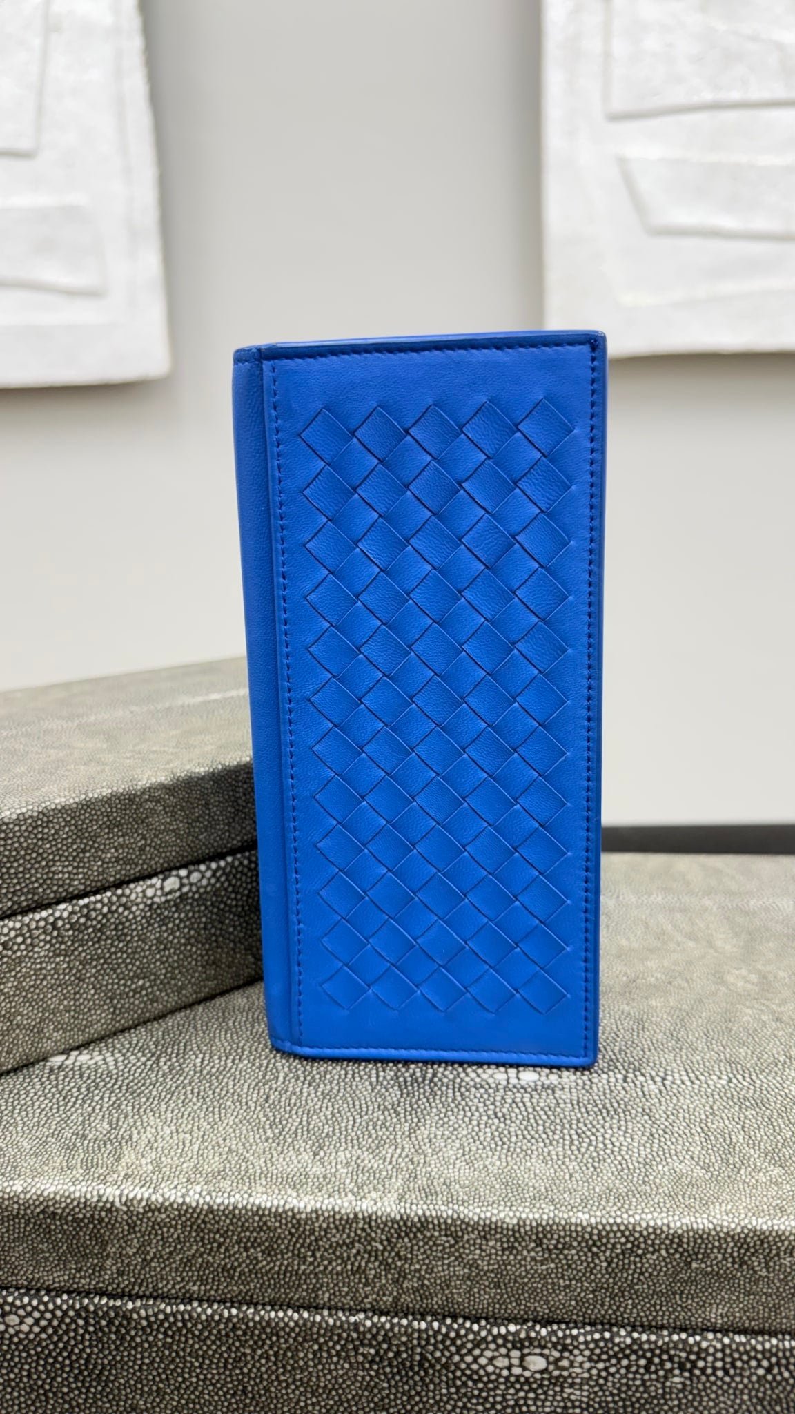 Bottega Veneta Blue Intrecciato Leather Long Wallet