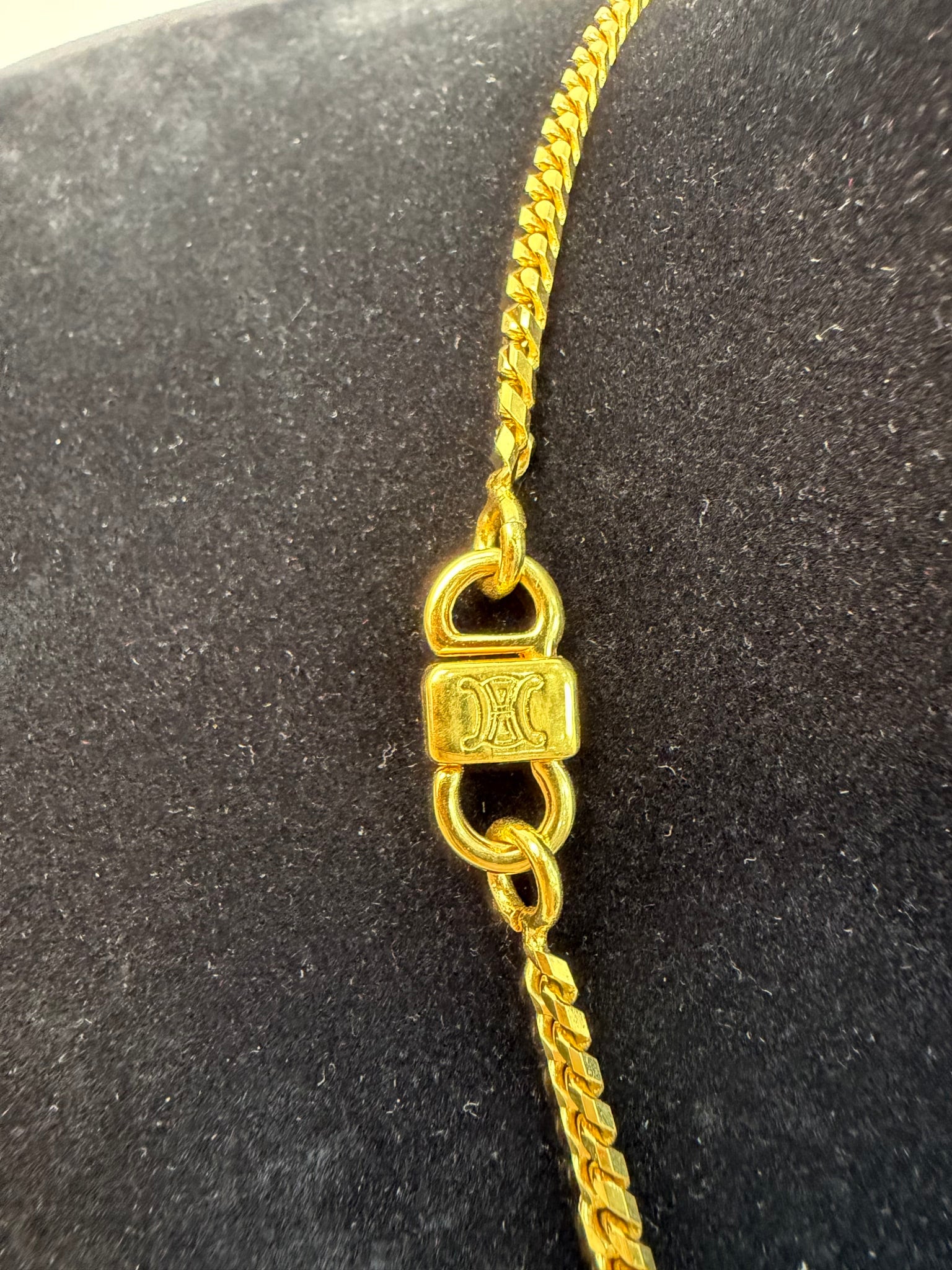 Celine Gold Horse Carriage Logo Necklace