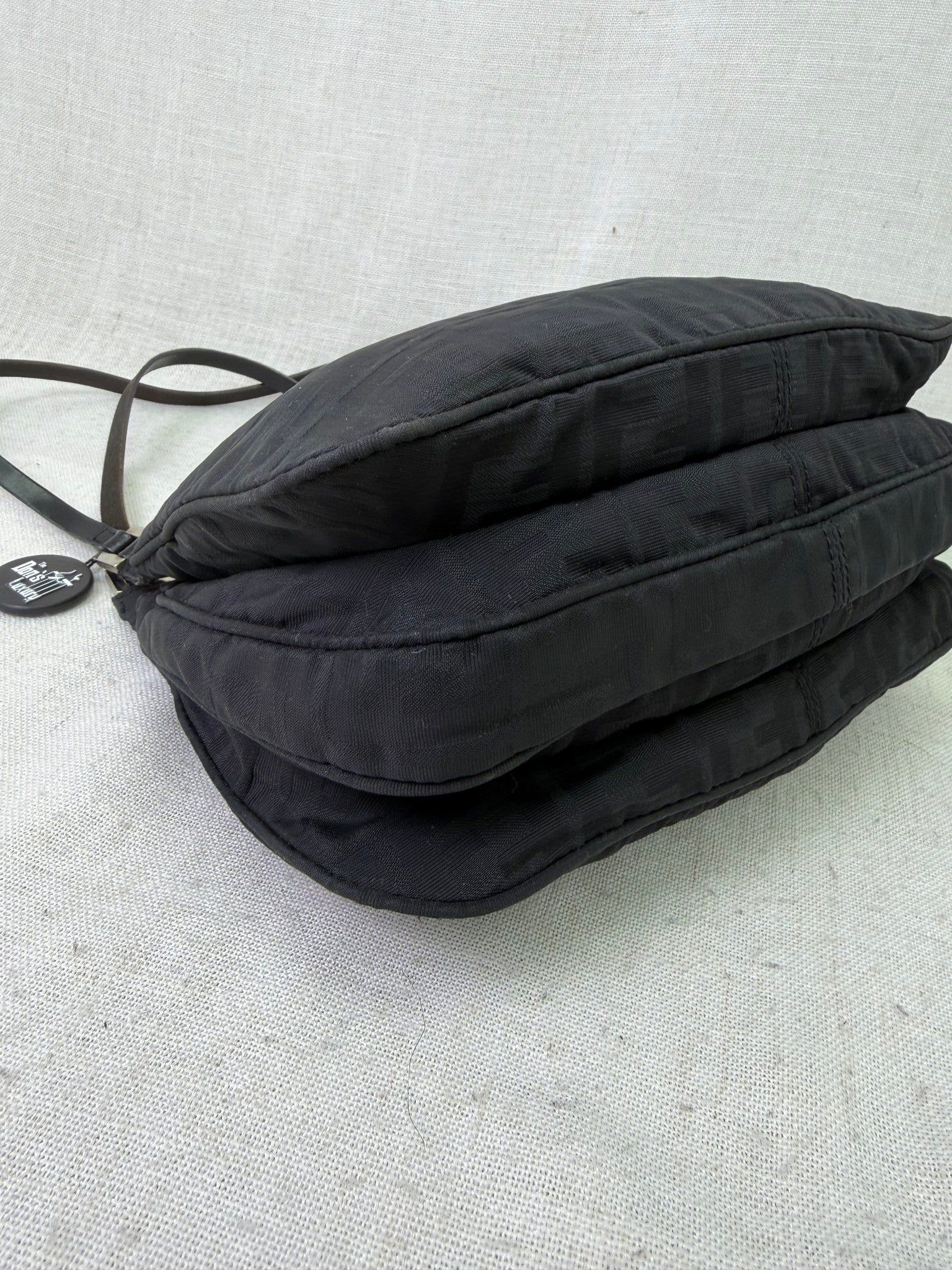 Fendi Vintage Black Zucca Canvas Shoulder Bag