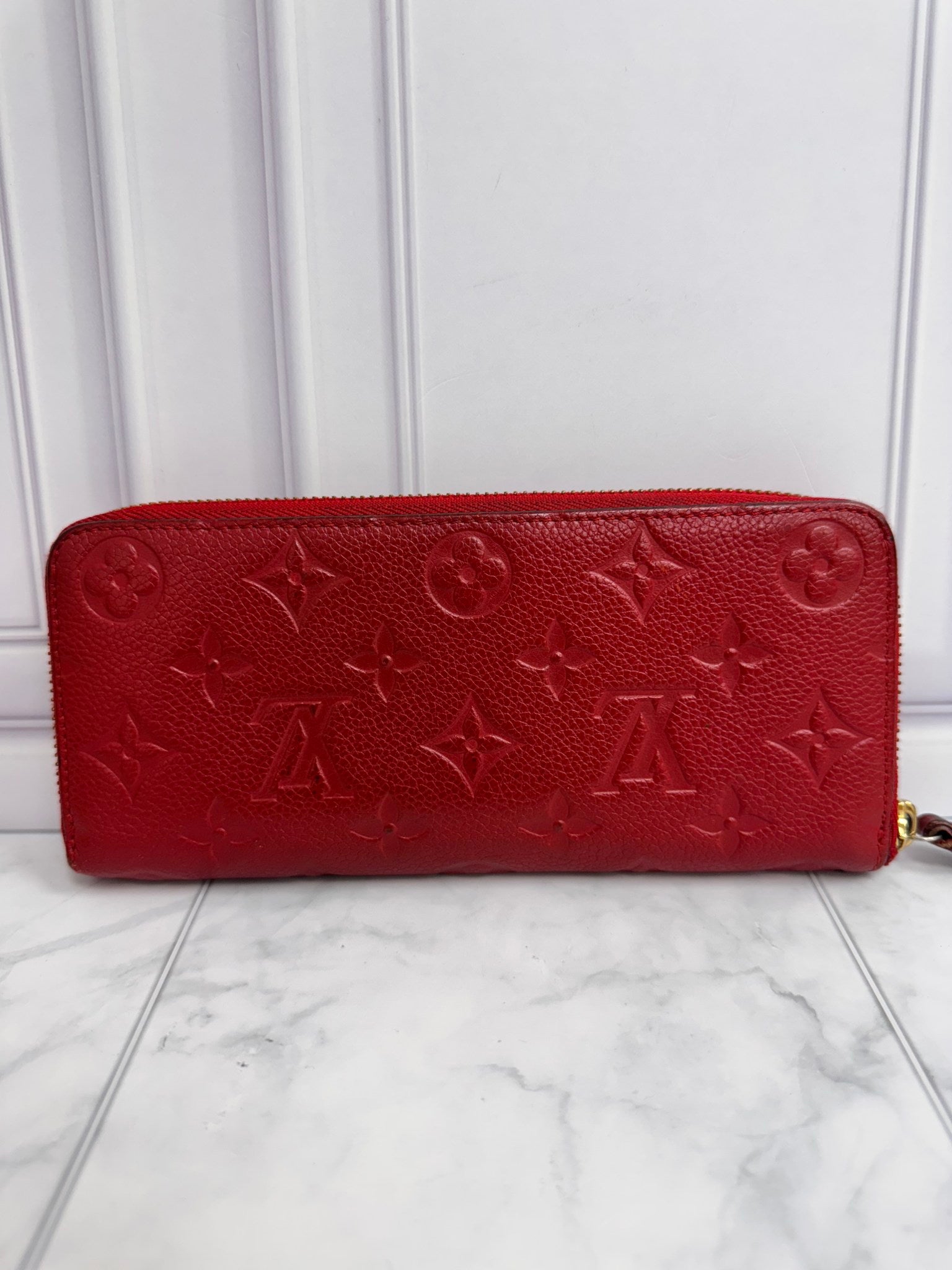 Louis Vuitton Red Empreinte Clemence Long Zippy Wallet