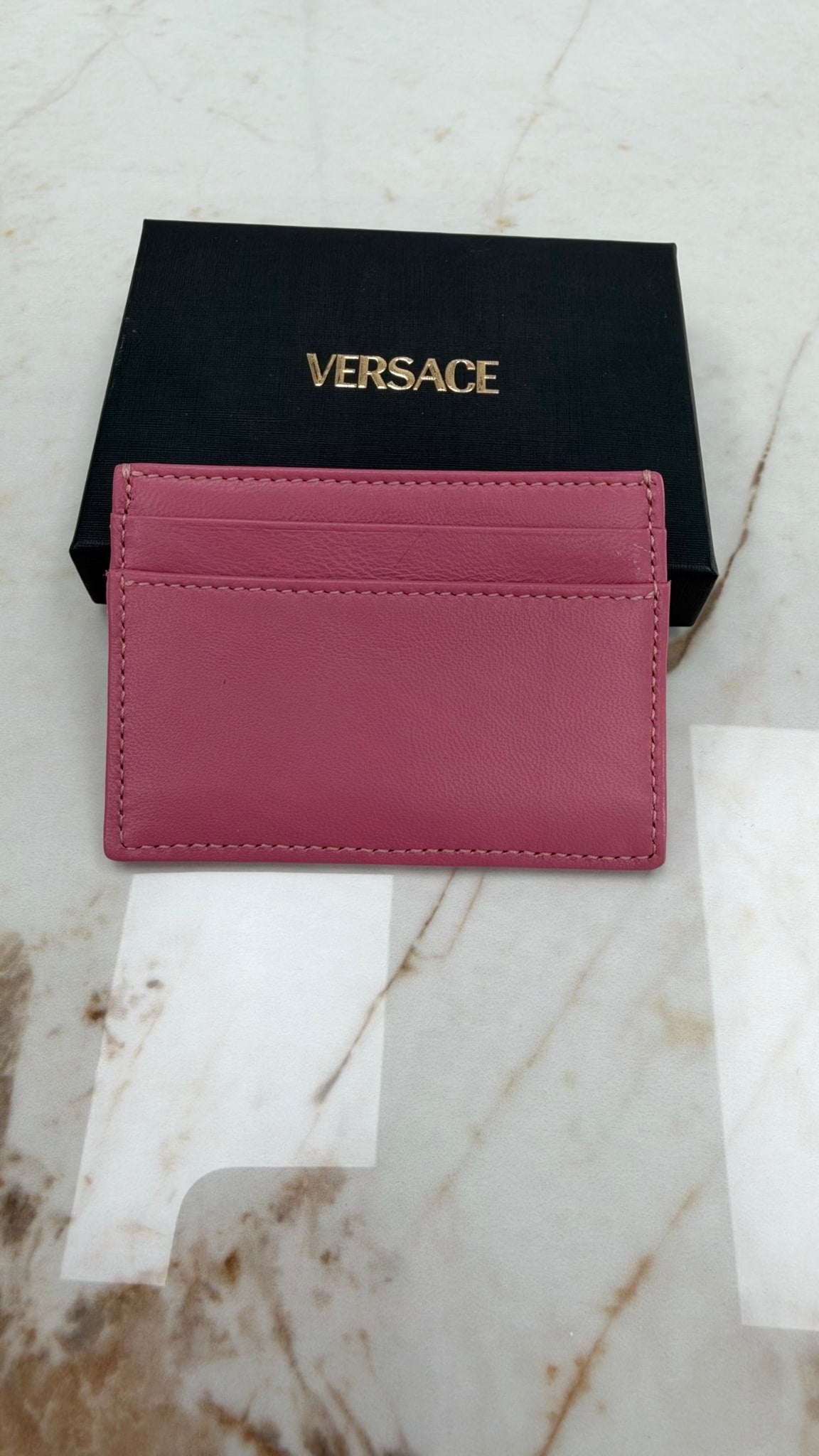 BRAND NEW- Versace Pink Quilted LEather Medusa Card Case