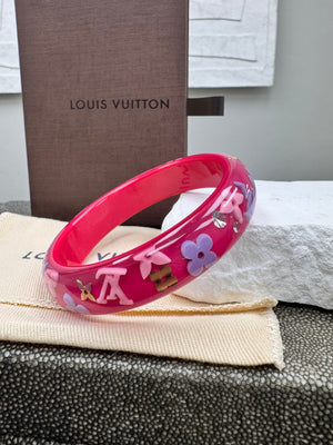 Louis Vuitton Pink Resin Inclusion Bangle Bracelet PM