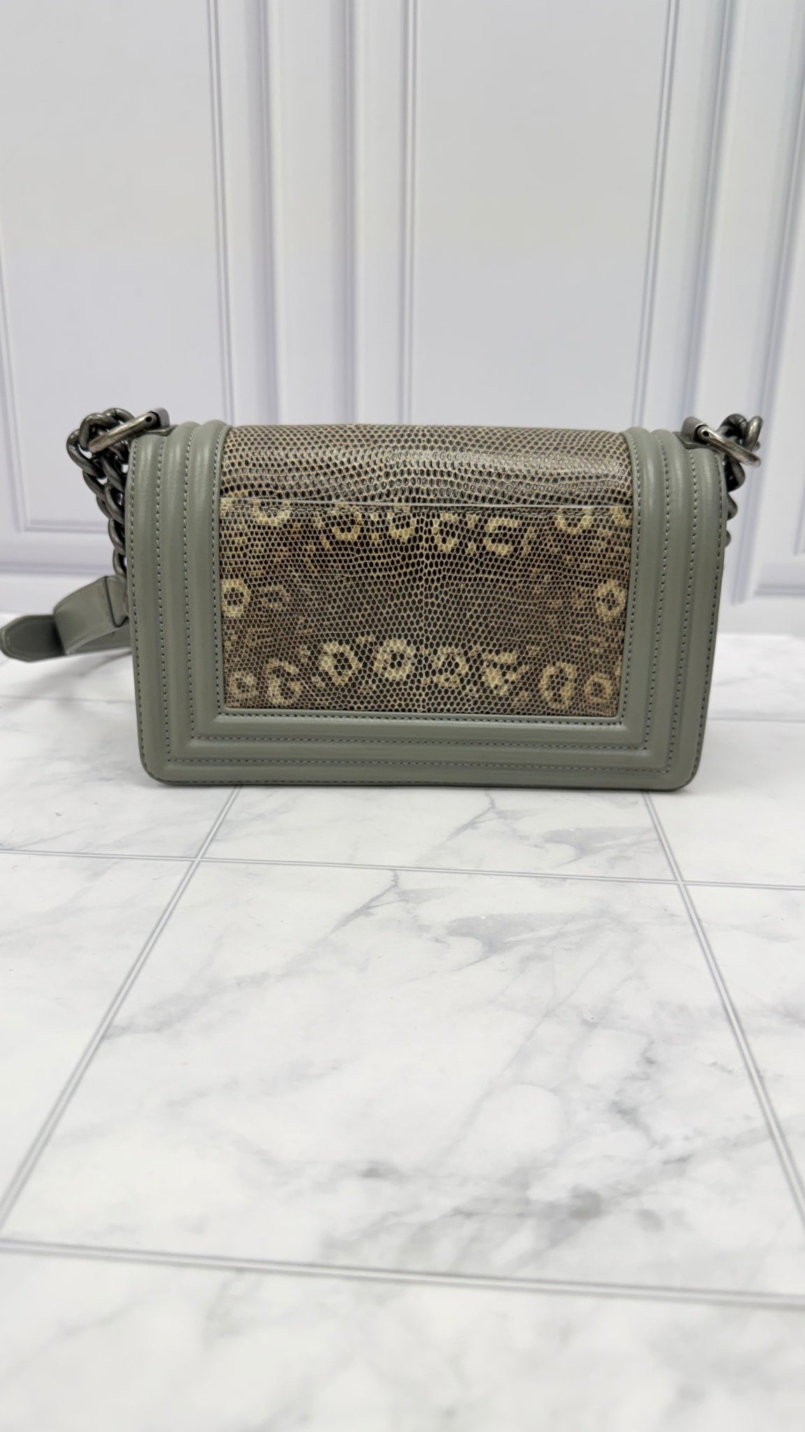 Chanel Grey Exotic Snakeskin Small Boy Bag