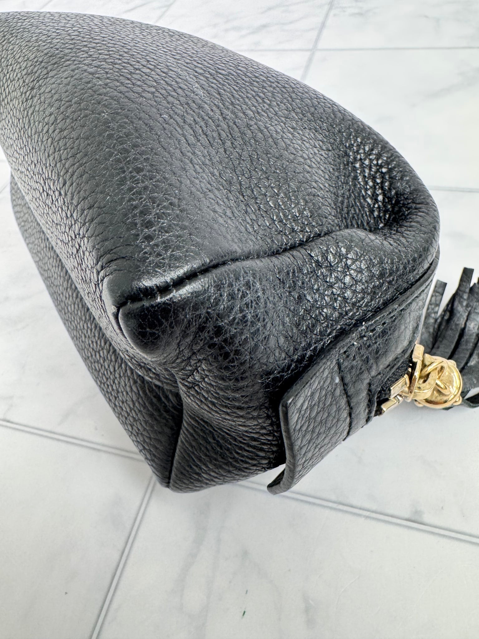 Gucci Black Grained Leather Soho Cosmetic Pouch
