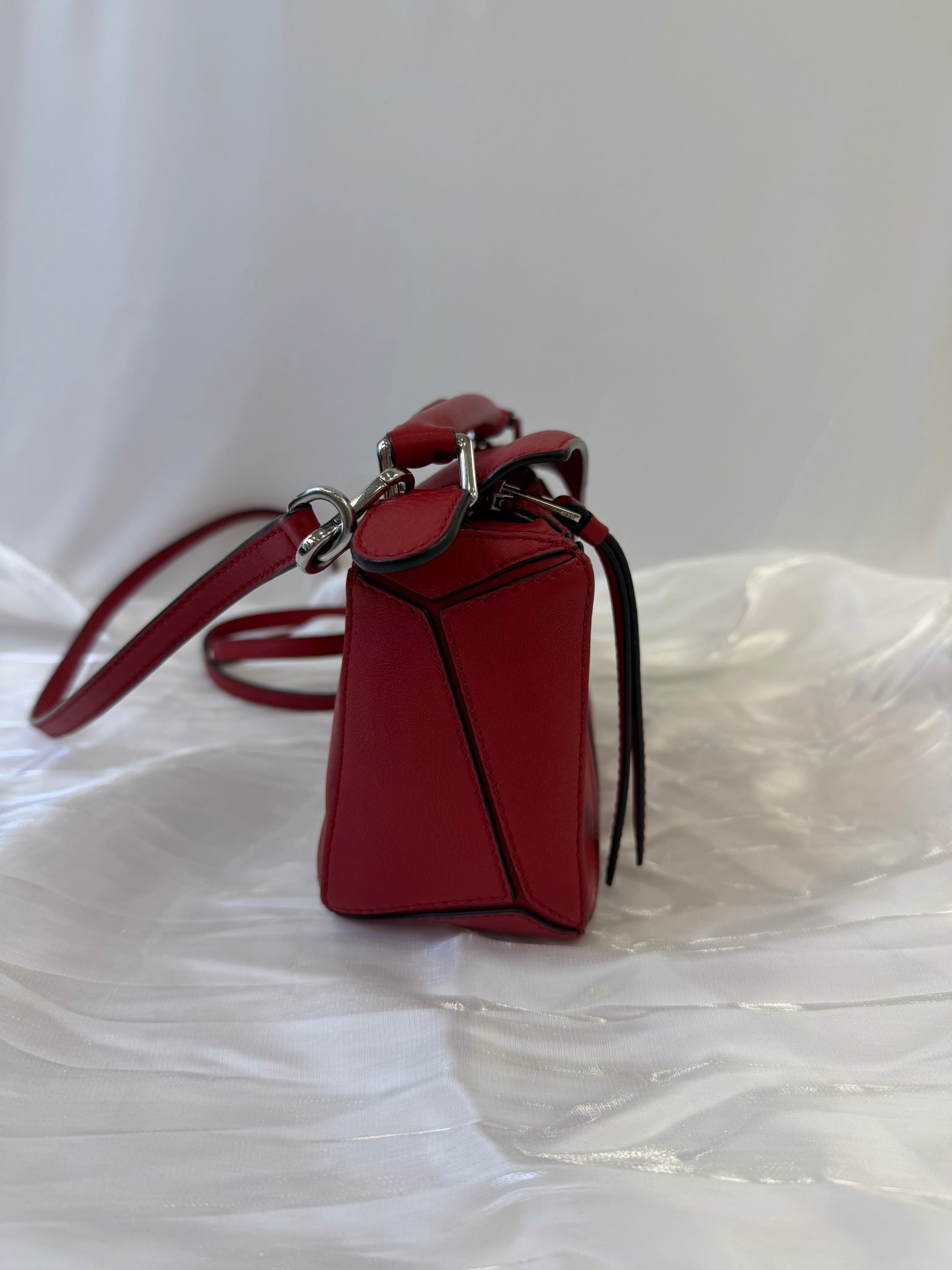 Loewe Red Leather Mini Puzzle Bag