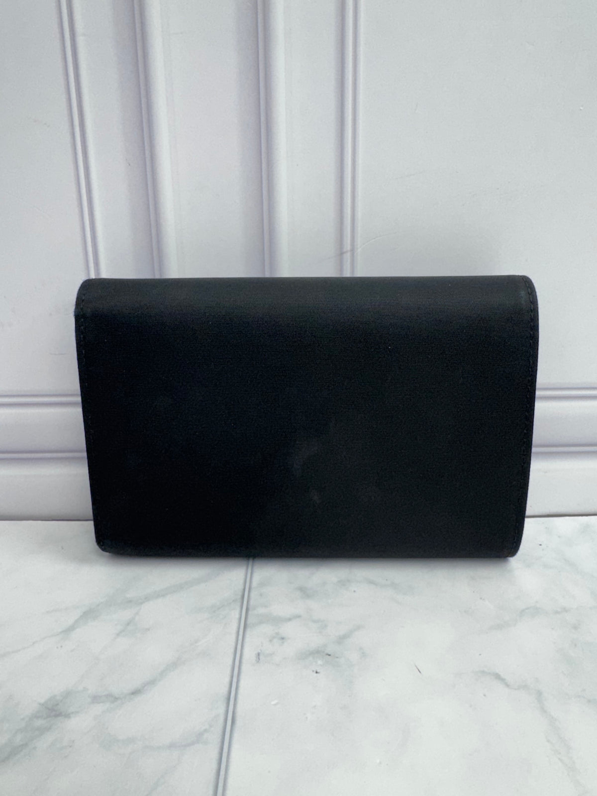 Prada Black Nylon Compact Snap Wallet