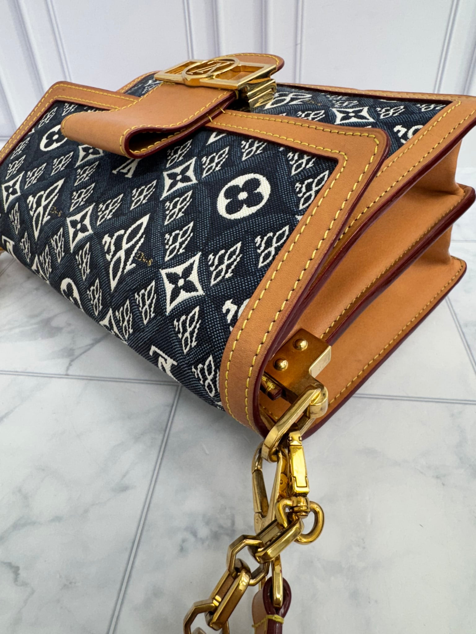 Louis Vuitton Blue Jacquard Since 1854 Canvas Dauphine MM 