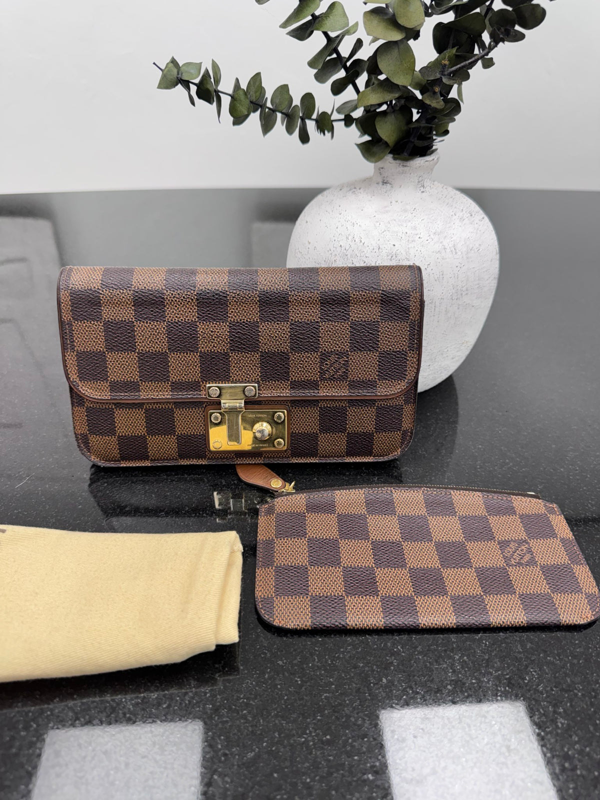 Louis Vuitton Damier Ebene Portefeuille Ascot Long Wallet
