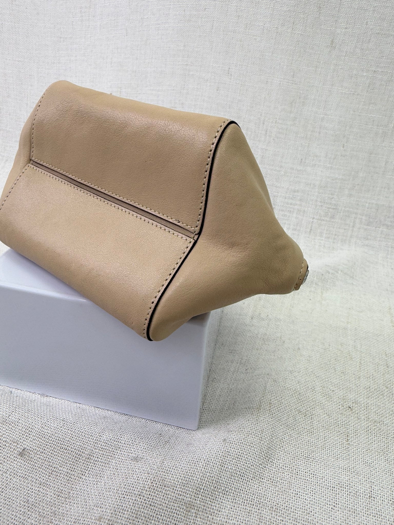 Loewe Beige Leather Anagram Pouch