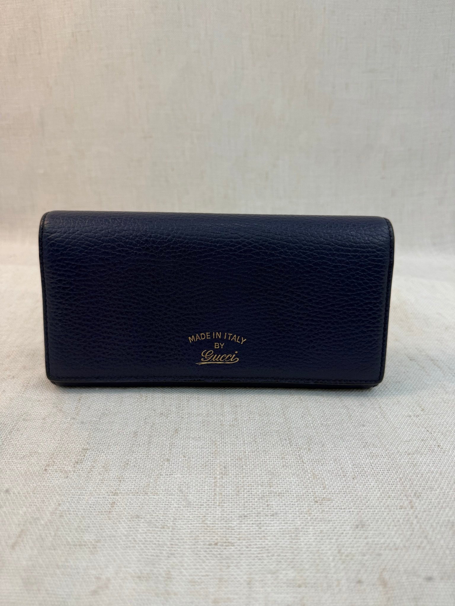 Gucci Navy Leather Swing Continental Long Wallet