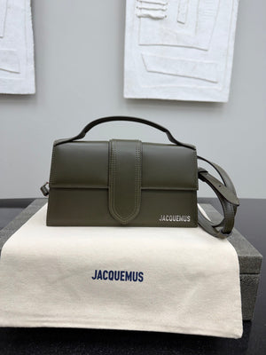 BRAND NEW - Jacquemus Olive Green Leather Le Grand Bambino Handbag 2Way Handbag