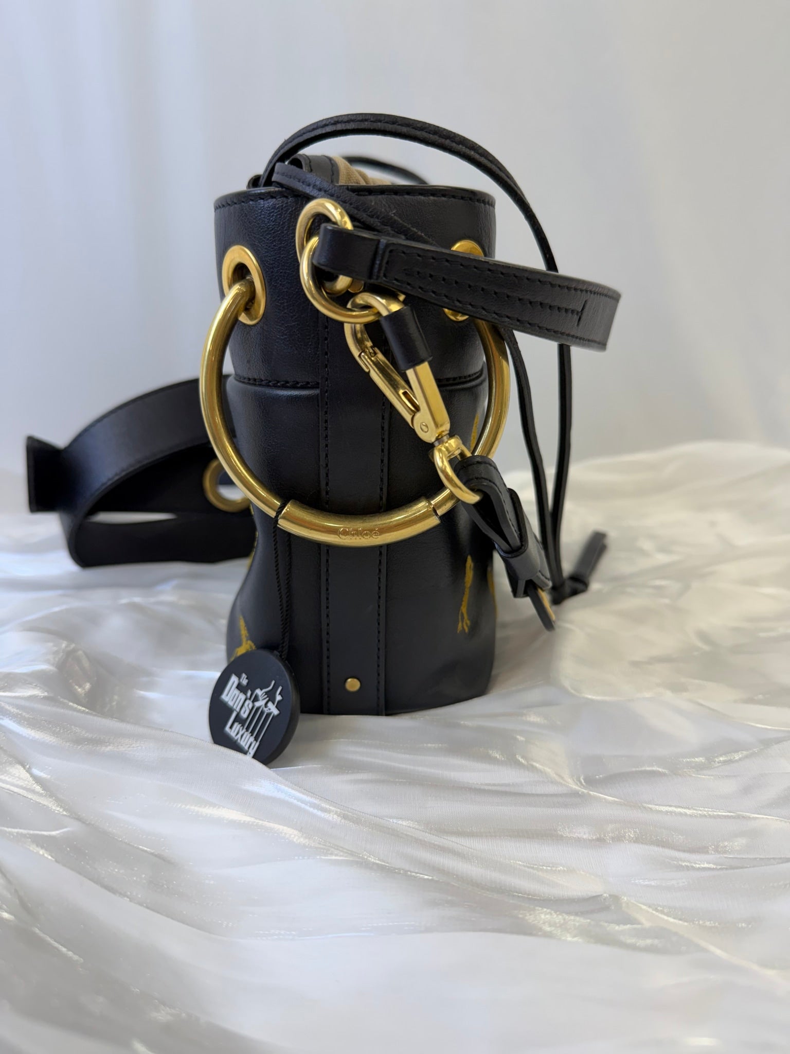 Chloe Navy Leather Mini Roy Bucket Bag