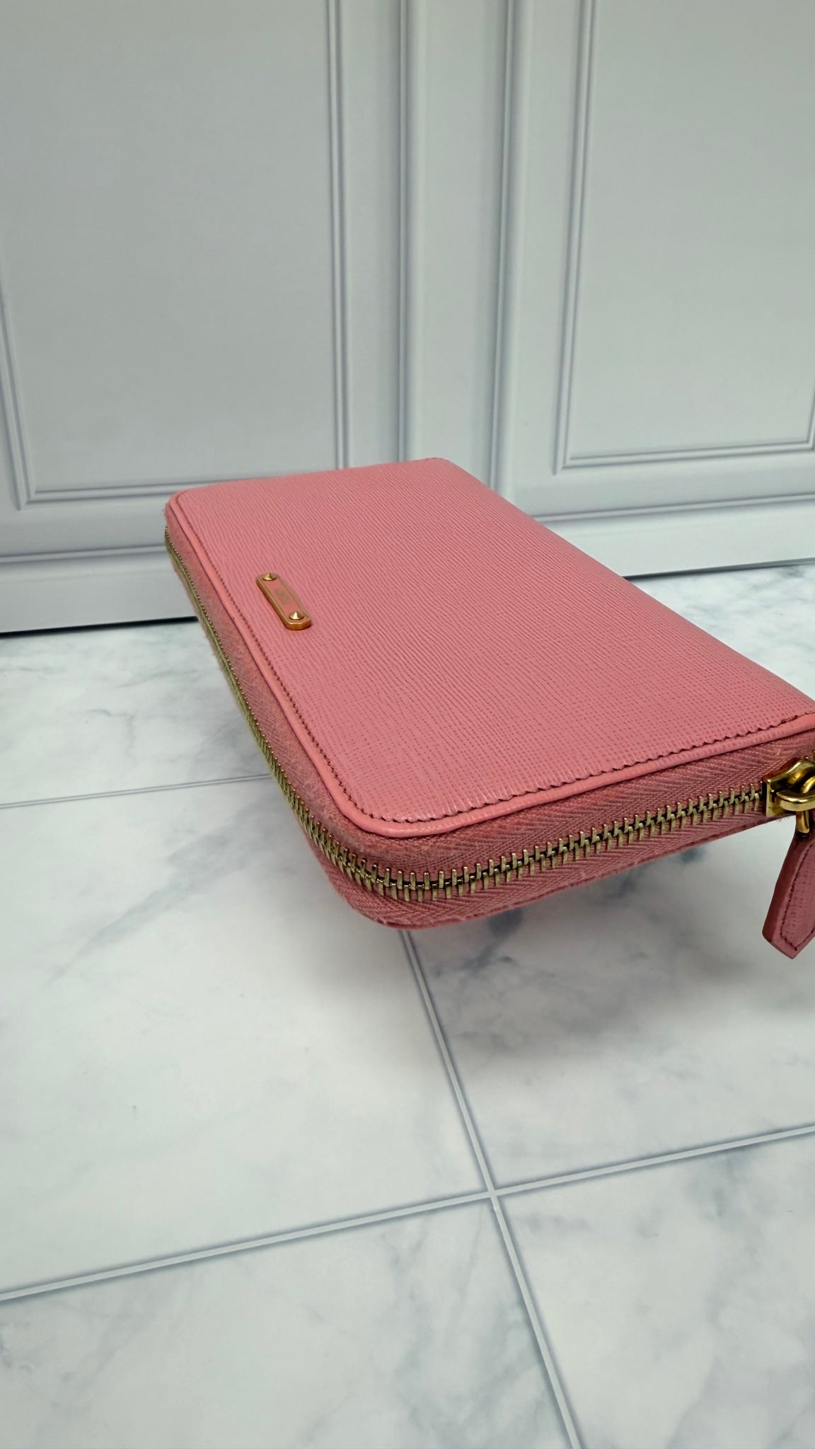 Fendi Pink Leather Zippy Wallet