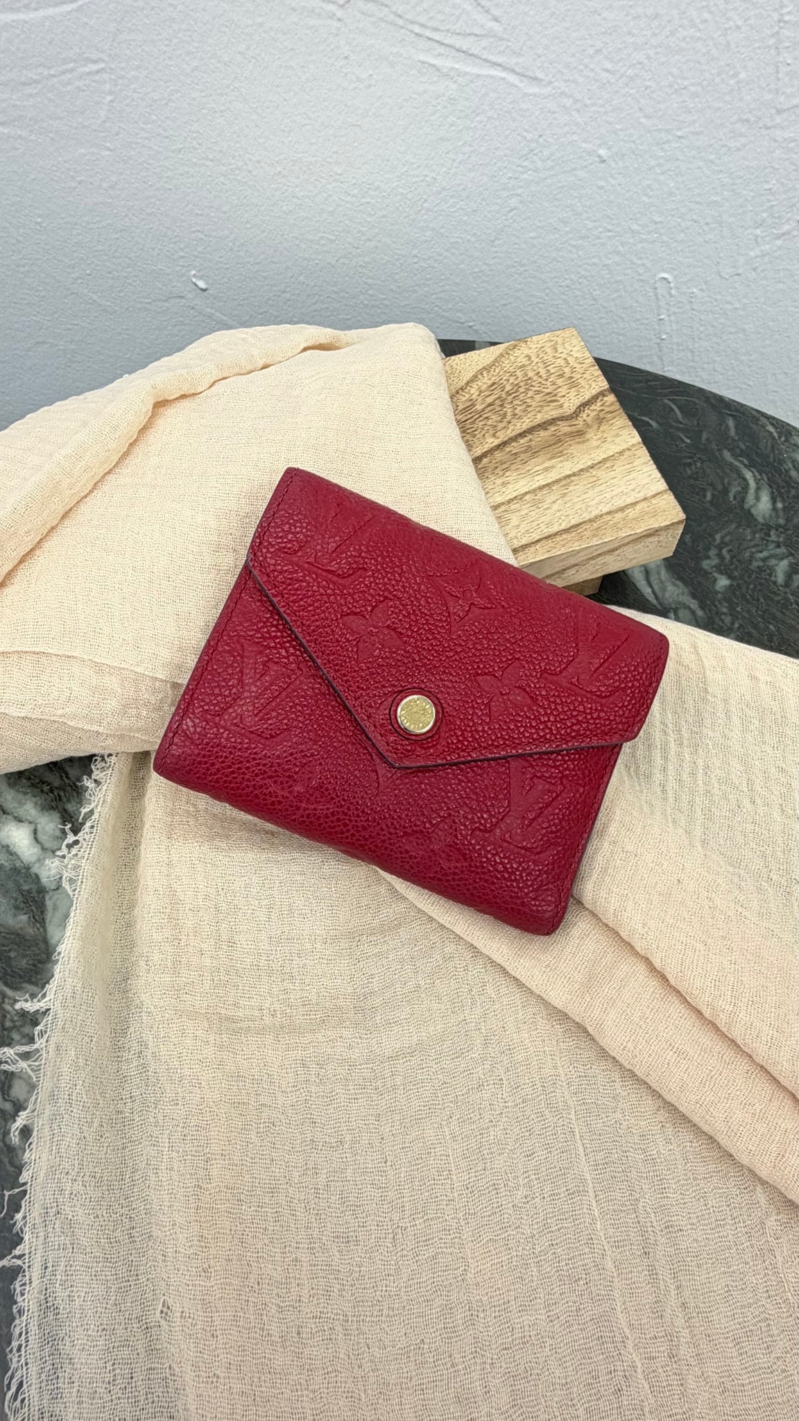 Louis Vuitton Red Empreinte Leather Trifold Wallet 