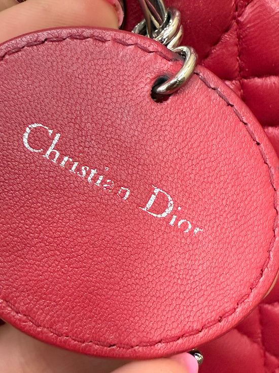 Christian Dior  Blue & Red Lambskin Cannage Lady Dior 