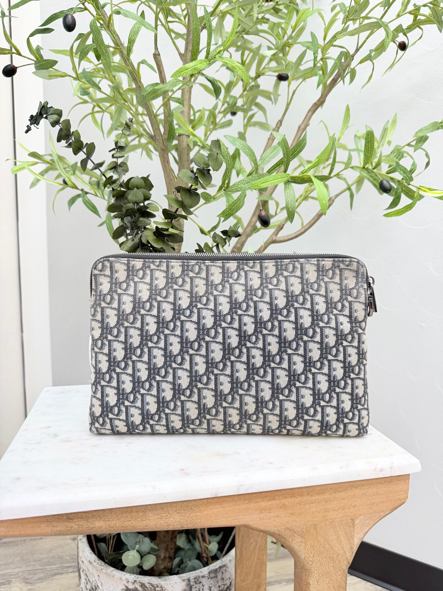 Christian Dior Jacquard Blue Canvas Toiletries Pouch