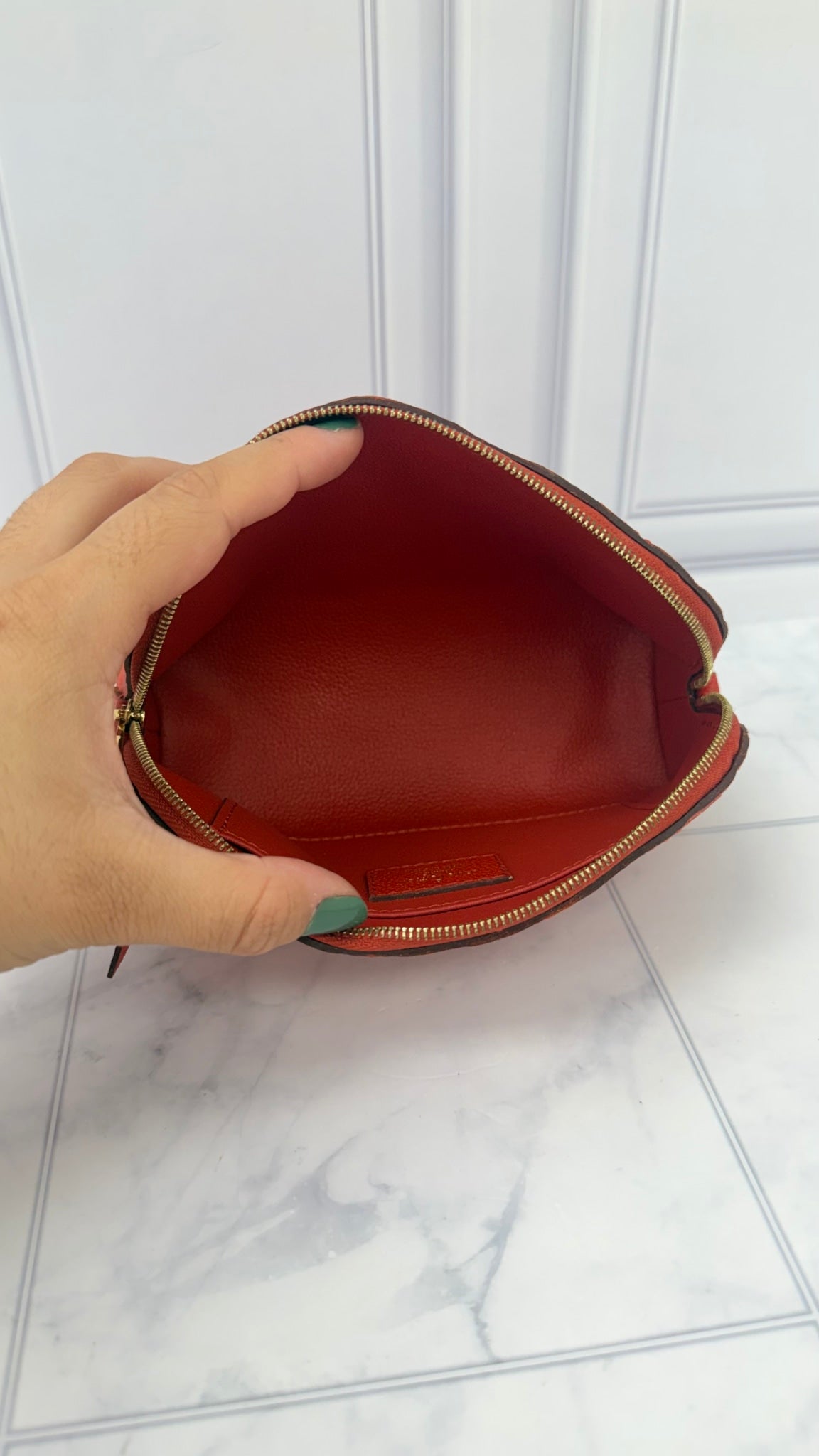Louis Vuitton Red Empreinte Leather Cosmetic Pouch 
