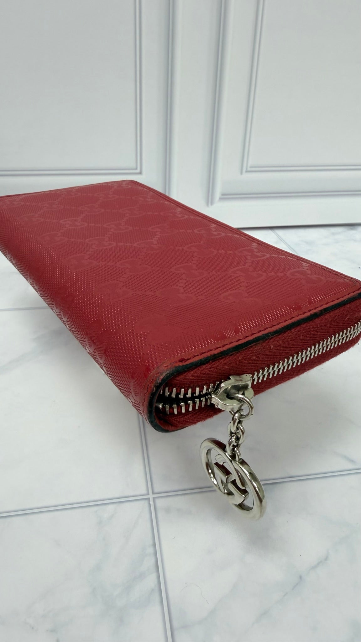 Gucci Red Imprime Microguccissima Zippy Wallet 