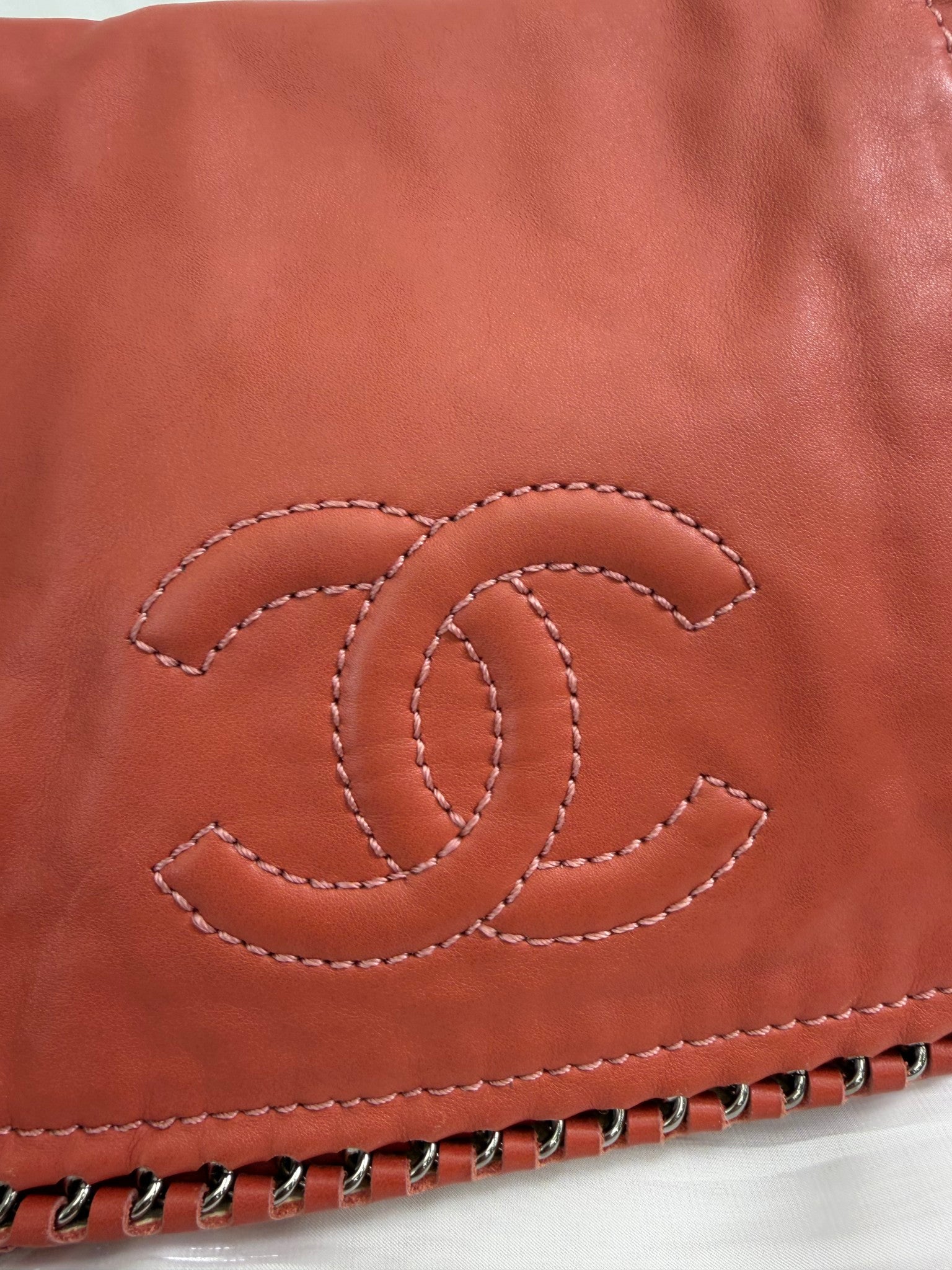 Chanel Coral Calfskin Luxe Ligne Accordion Flap Bag 