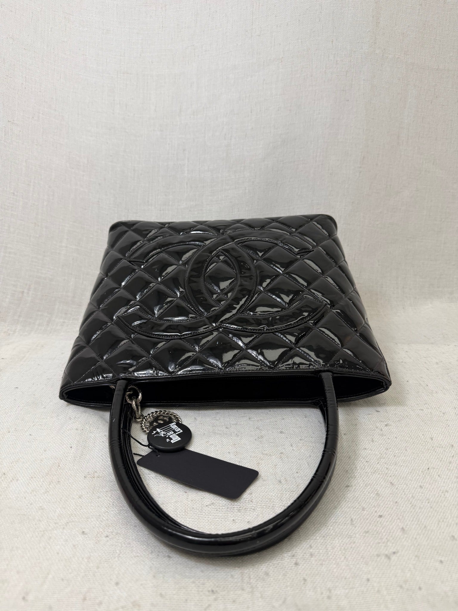 Chanel Black Patent Medallion Tote