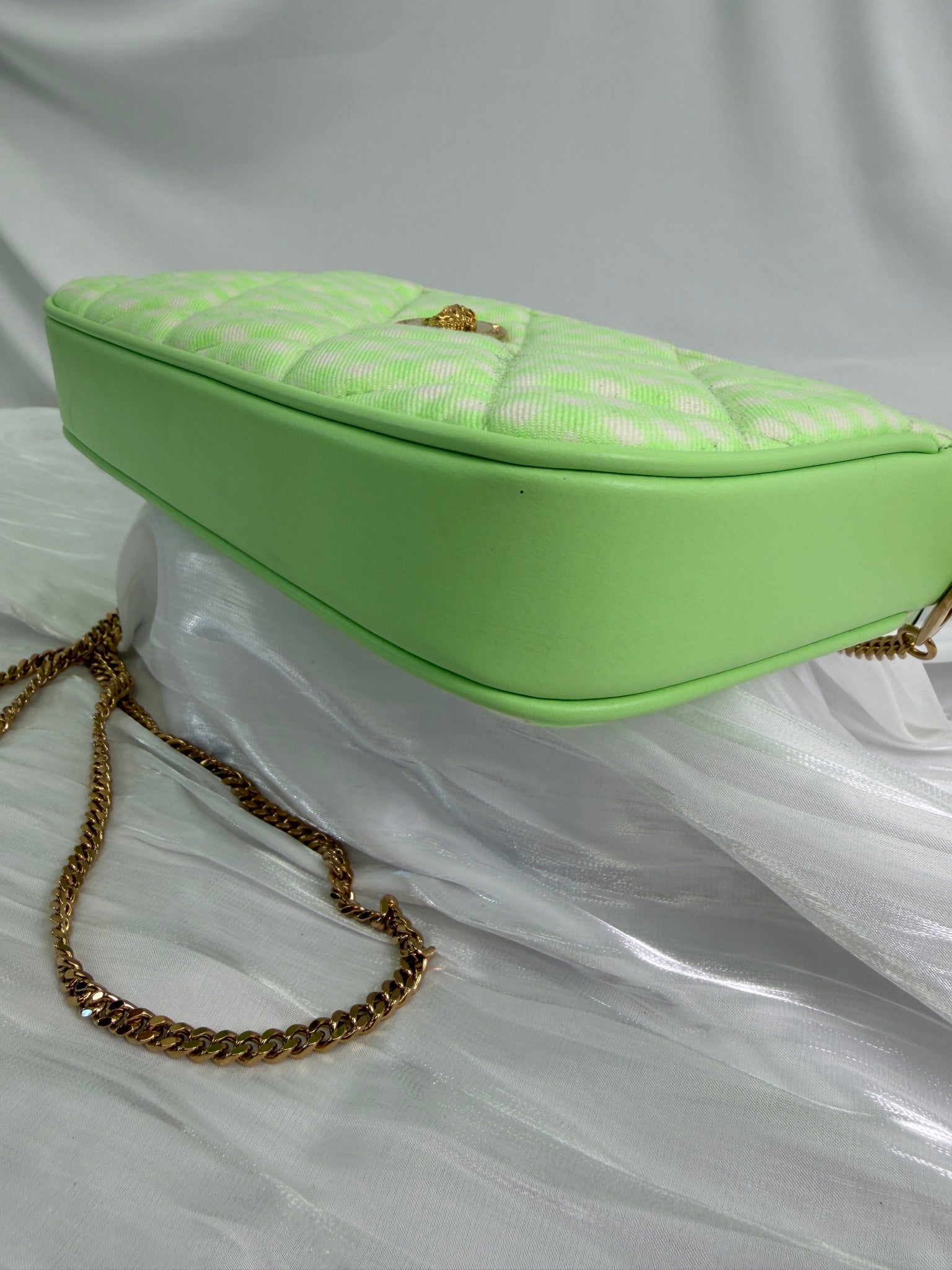 BRAND NEW- Versace Green & White Plaid Medusa Crossbody 