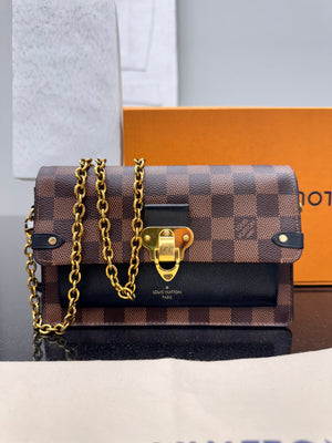 Louis Vuitton Damier Ebene Black Vavin Wallet On A Chain