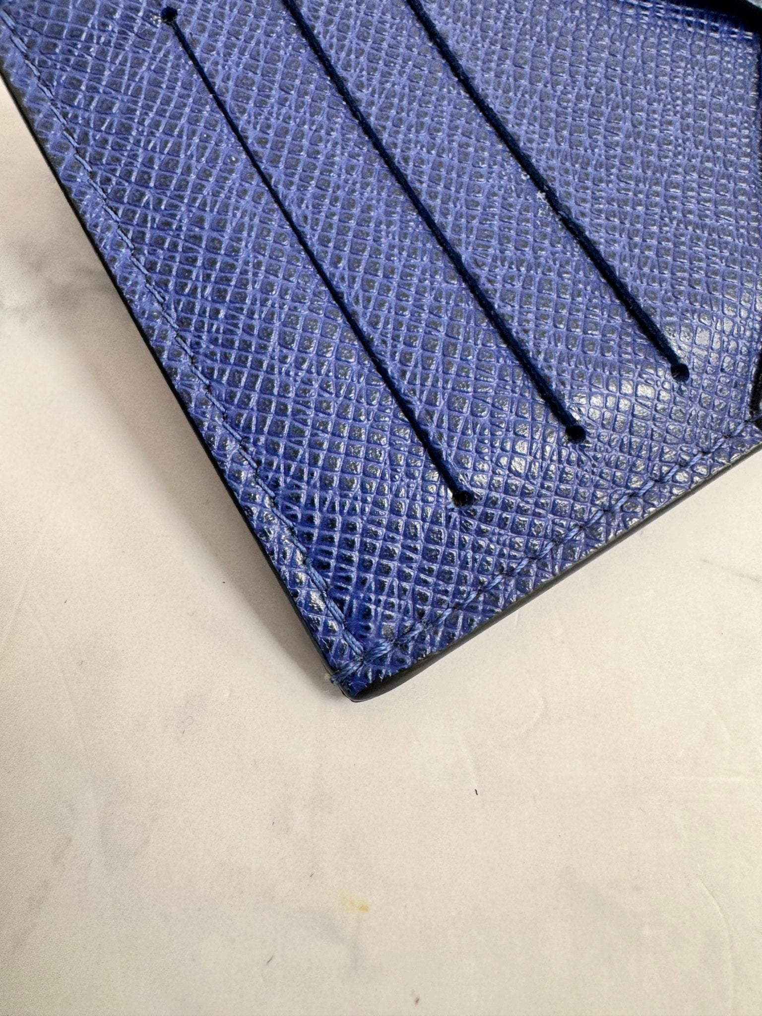 Louis Vuitton Blue Taiga Monogram Leather Card & Coin Case Wallet