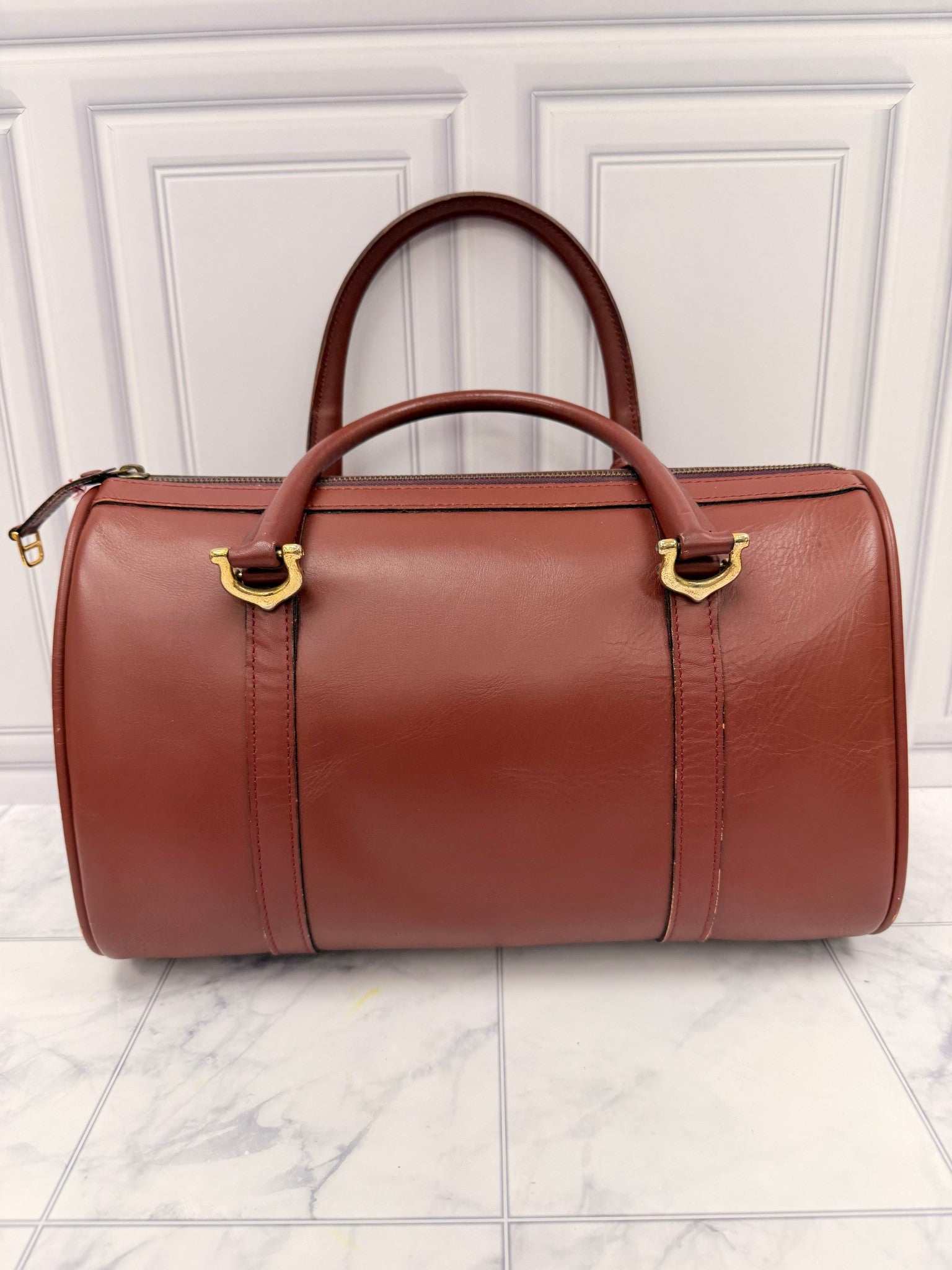 Cartier Burgundy Leather Must Line Boston Bag