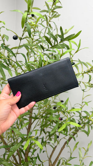 Saint Laurent YSL Black Grained Leather Wallet