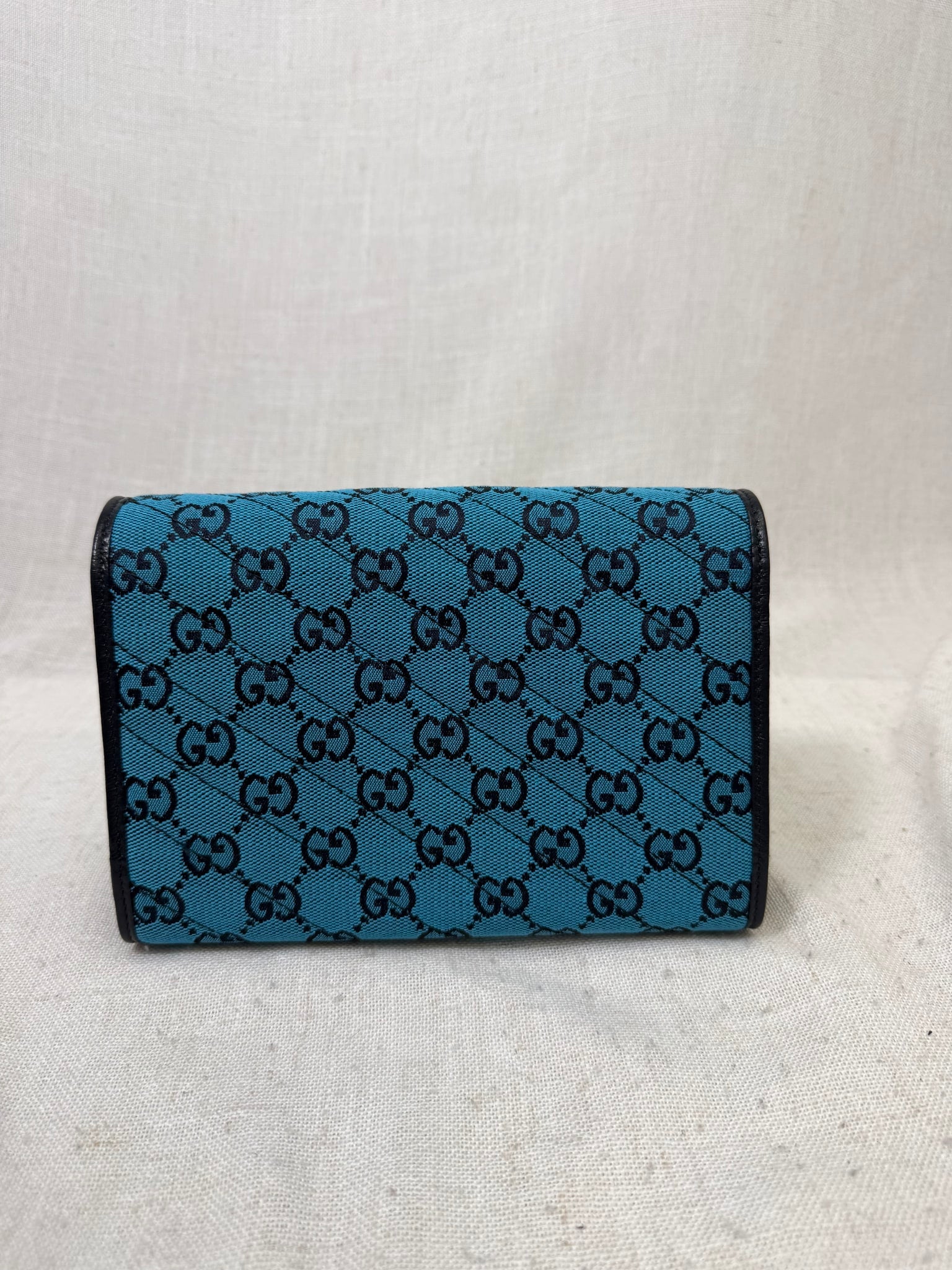 Gucci Blue GG Marmont Canvas Wallet on Chain 