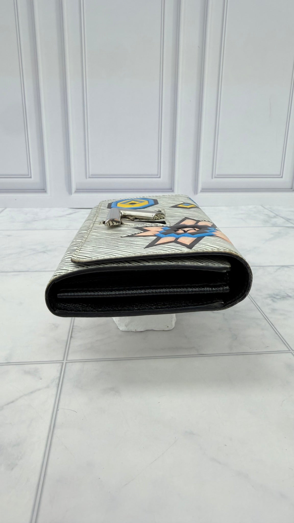Louis Vuitton Black And White Multicolor Epi Leather Azteque Twist Wallet