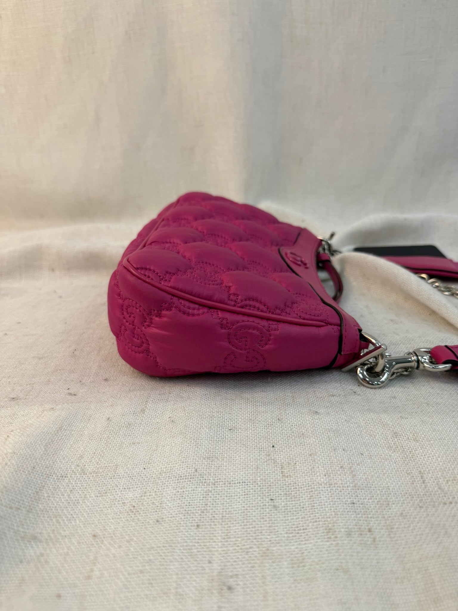 Gucci Pink Nylon GG Matelasse Quilted Shoulder Bag 