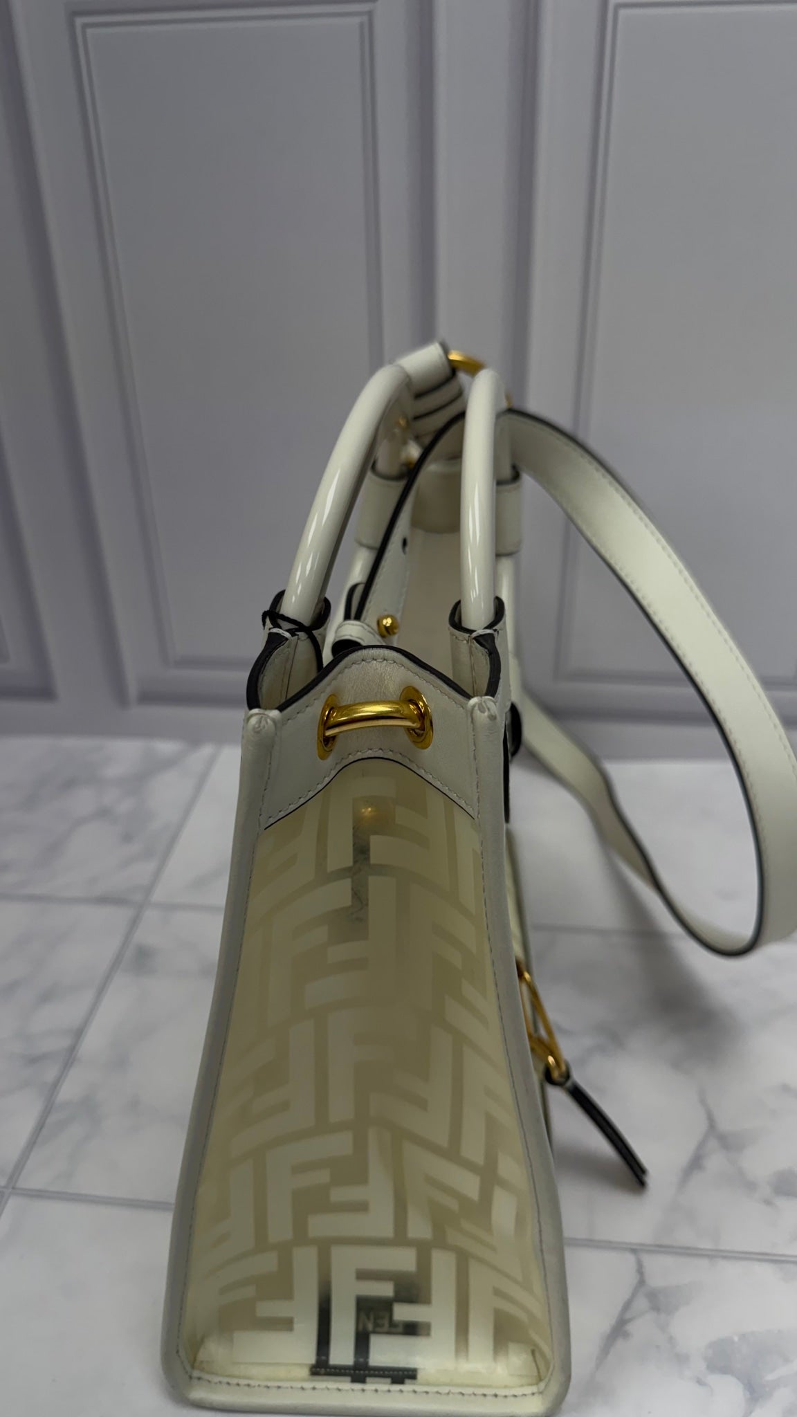 Fendi White & Clear Zucca FF PVC Runway Bag